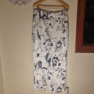 Rachel Zoe Black and Cream Floral Pants